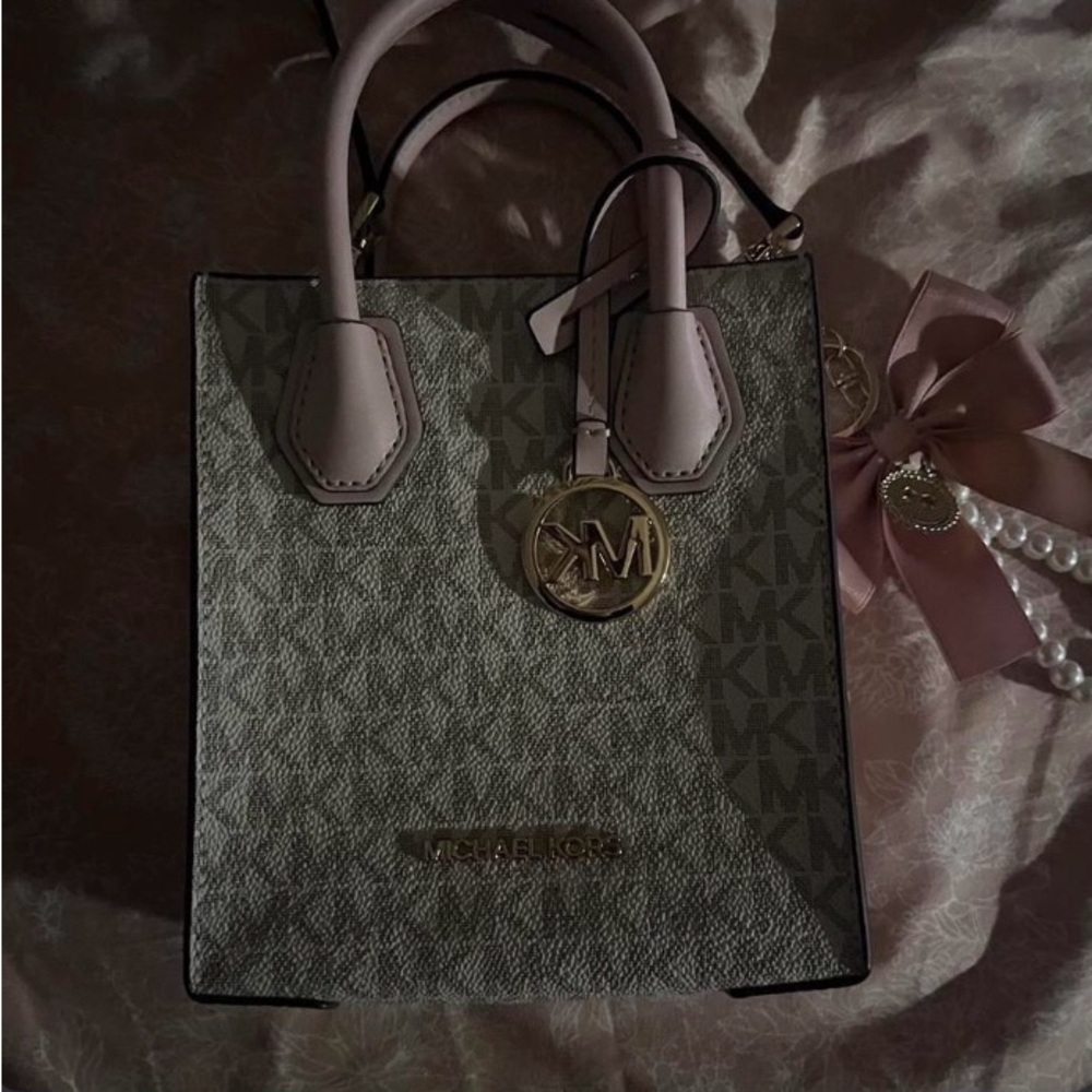Michael Kors Pink and Gray Signature Tote
